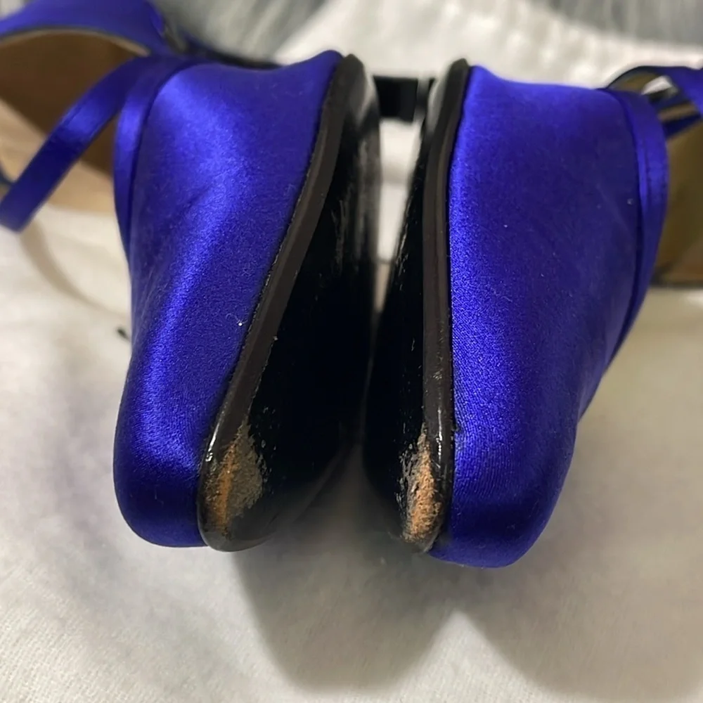 St. John Satin Heels Vintage 80’s 90’s in Blue Violet Crystal size 7.5